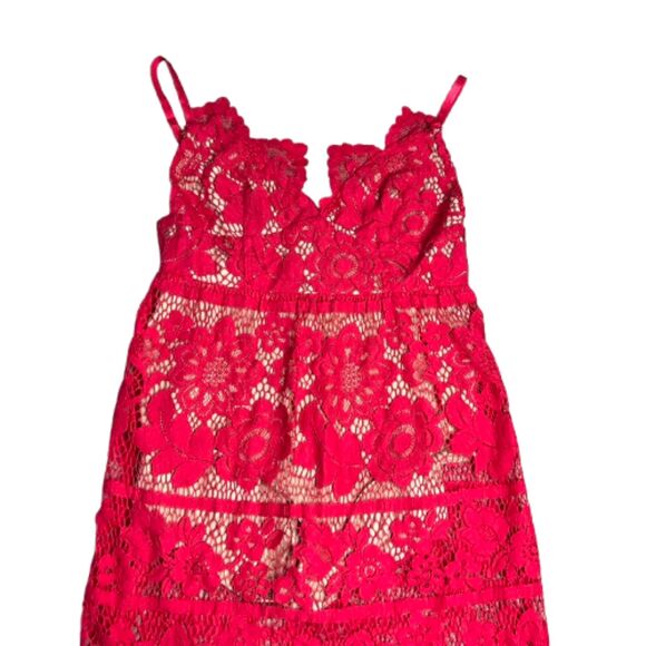 For Love & Lemons Gianna Midi Red Lace Dress Size S - Picture 5 of 8
